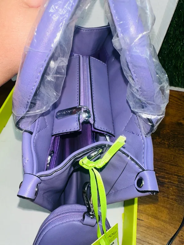 MILANCHIVA Purple Quilted Handbag with Pouch NWT - Image 3