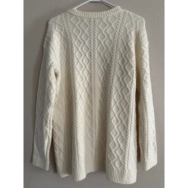 Talbots Cable Knit Cardigan Womens Medium Cream Academia Preppy Classic Career - Image 2
