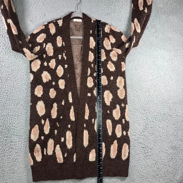 Mystree Leopard Print‎ Long Cardigan Swater Women Small Open Front Metallic - Image 6