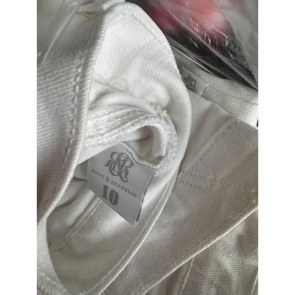 Rock Republic White Bootcut Jeans Women Size 27 Embellished Pocket Denim Pants - Image 10