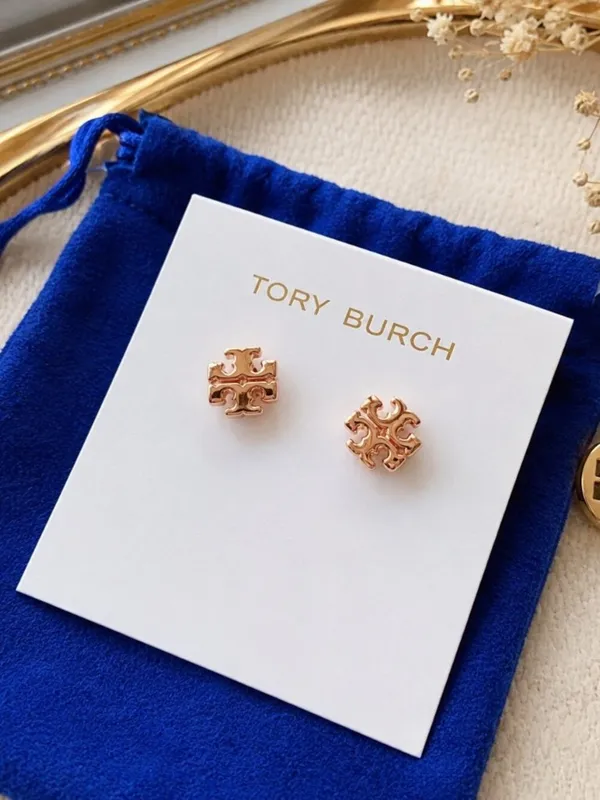 Tory Burch Rose Gold Double T Logo Stud Earrings NWT NWT - Image 6