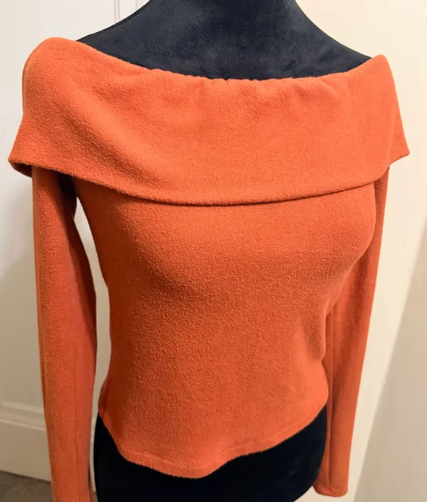 Lulus Sabriel Rust Orange Off-the-Shoulder Long Sleeve Top - Womens Size L - Image 5