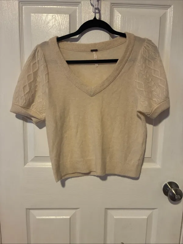 Free People Annabel Cashmere Short Sleeves Sweater M - Image 4
