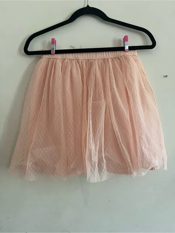 Hollister Pink Swiss Dot Tulle Mini Skirt Medium Balletcore Coquette Romantic - Image 3