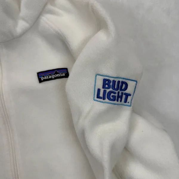 Patagonia Fleece Jacket Full Zip Bud Light White‎ Outdoors Women's M - Image 5