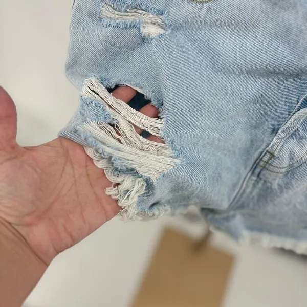 PacSun distressed button fly vintage high rise denim shorts size 30 100% cotton - Image 7