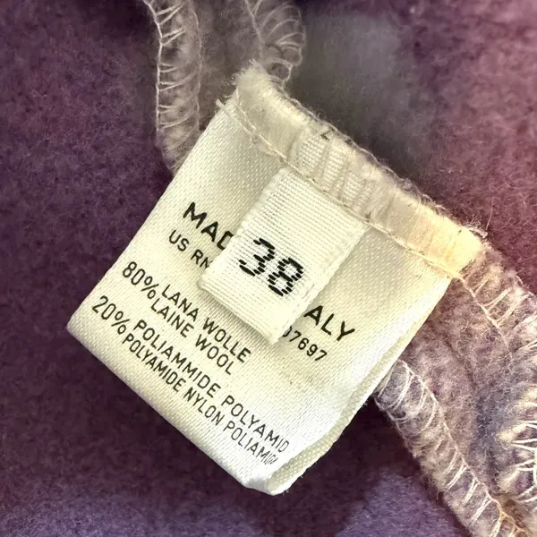 United Colors of Benetton Hooded Wool Coat Purple Plaid Women’s 38 - Image 3