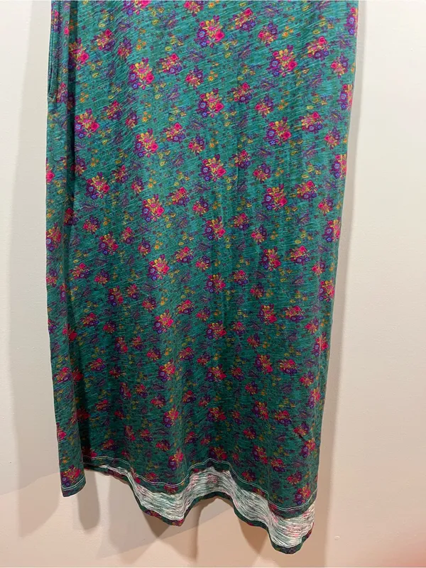 Natural Life Cotton Teal Floral Sleeveless Maxi Dress Medium - Image 3