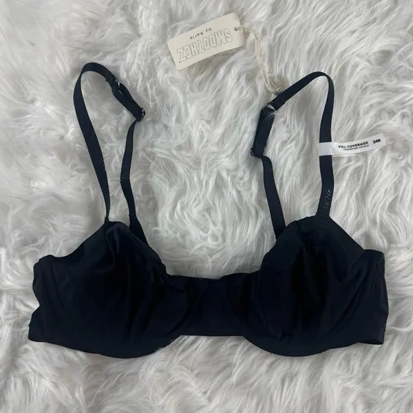 Aerie Smoothez Mesh Full Coverage Unlined Bra Black 34B - Image 2