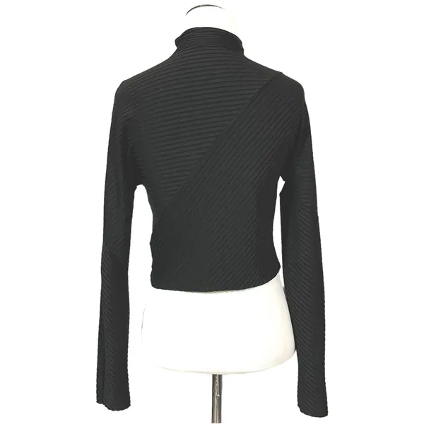 Zara W & B Cropped Mockneck Long Sleeve Tee - Black - Medium - Image 4