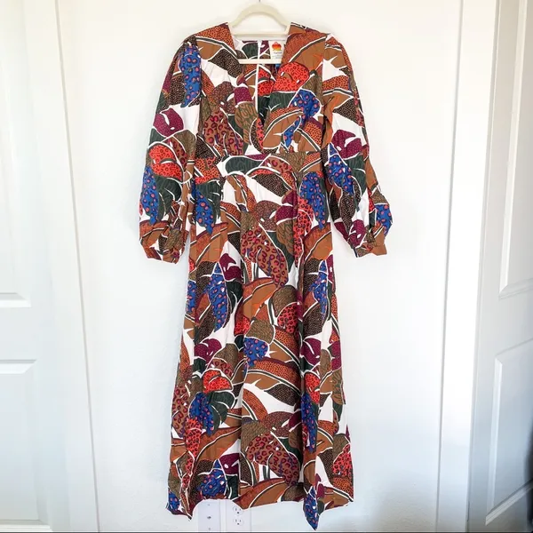 NWT Farm Rio Anthropologie Deep V-Neck Maxi Dress - Image 4