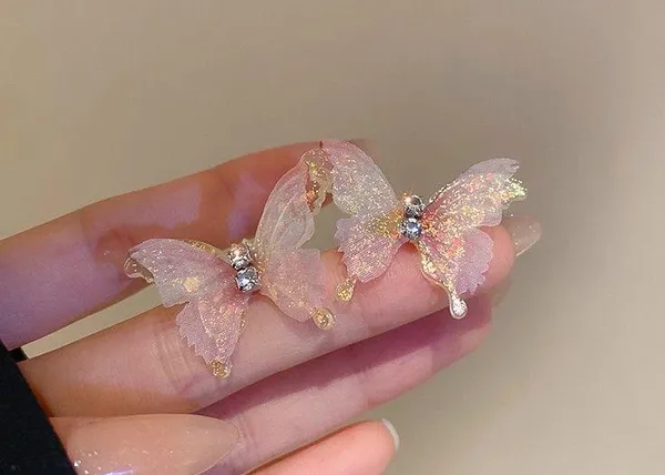Super Sweet Pink Butterfly Stud Earrings for Women - Image 2