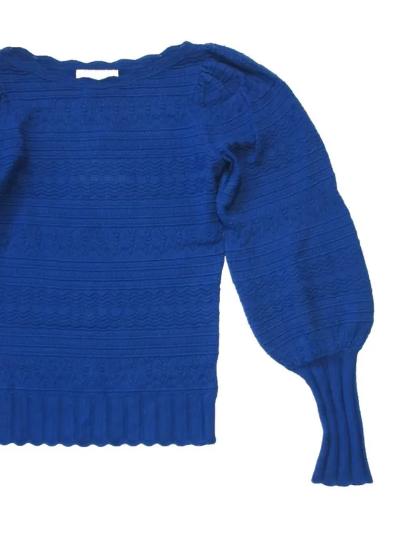 NWT La Maille Sezane Roma in Horizon Blue Textured Pointelle Knit Sweater Top XS - Image 6