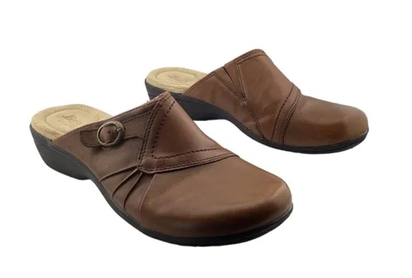 Bass Women’s Capri Buckle Brown‎ Leather Clogs Size 10 Slip On - Image 6
