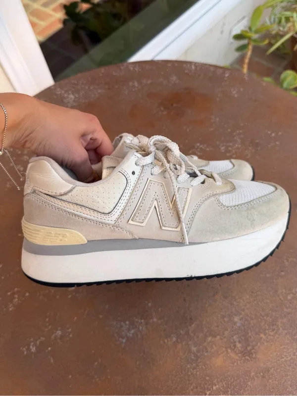 New Balance 574 cream platform trainers sneakers sz 9 women’s - Image 3