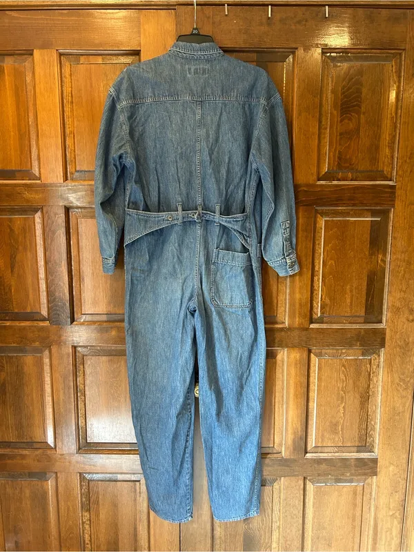 VTG 80s 90s Calvin Klein Sport Denim Jumpsuit Boiler Suit Womens Large Unisex M - Image 4