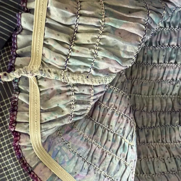 Vintage 80s Purple Strapless Smocked Top Sun Dress S - Image 8