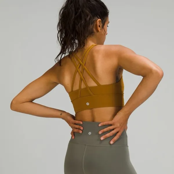 Lululemon Energy Bra High Neck Long Line - Gold Spice - Size 4 - NEW - Image 2