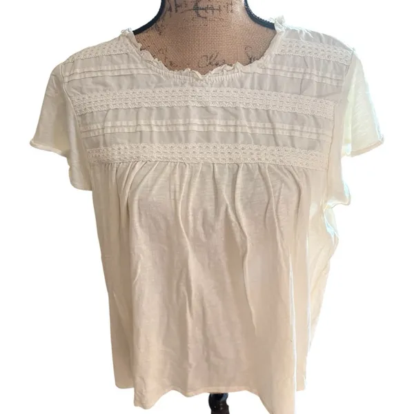 ella moss Off-White Short Sleeve Tee Plus Size XXL - Image 2