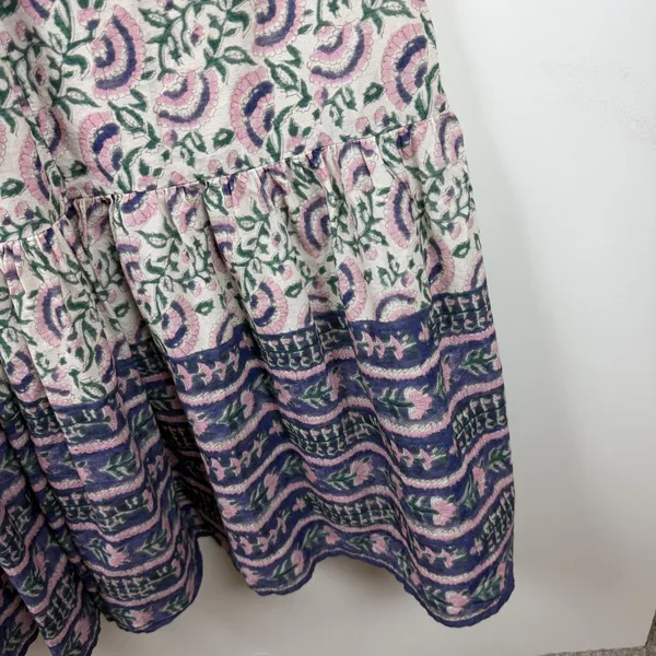 Natural Life‎ Floral Block Print Smocked Tiered Midi Dress Medium Cottage Boho - Image 2