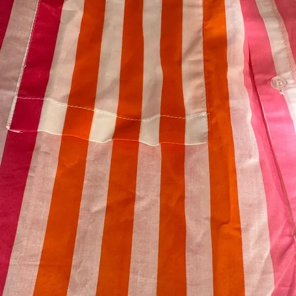Beach Riot‎ Pink Orange Striped Cotton Button Down Shirt Oversized L/XL Coverup - Image 4