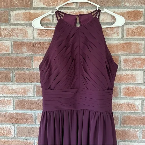 Bill Levkoff 1161 Bridesmaid Gown Dress Formal Open Back Halter Women’s 8 Purple - Image 3