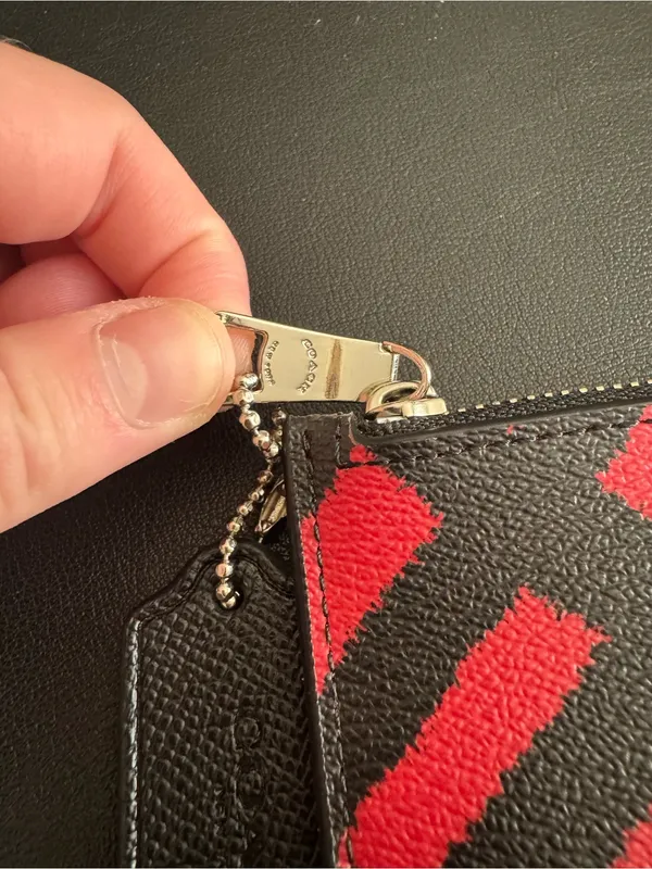 Coach Red & Black Wild Plaid Long Zipper Wallet/Clutch/Pouch - Image 4