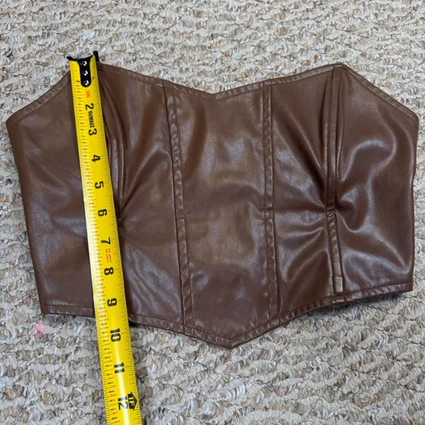 Princess Polly Brown Faux Leather Corset Top Strapless Bustier Night Out Size 6 - Image 4