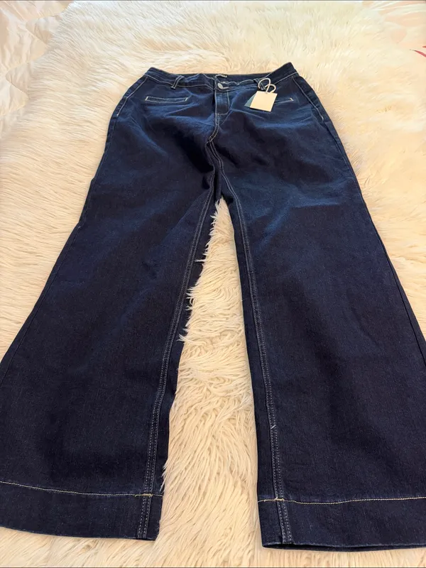 FLAMINGALS Dark Blue Wide-Leg Women's Jeans size XL brand new inseam 30” - Image 6