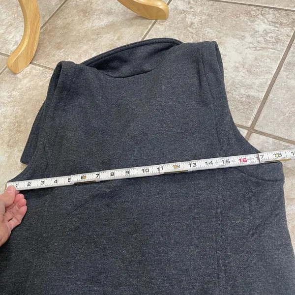 EILEEN FISHER‎ Sweater Vest XS Wool Blend Moto Fleece Lined Asymmetric Zip Gray - Image 6