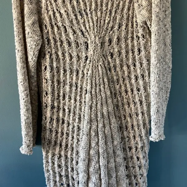 Soft Surroundings 4X Open Knit Beige Duster Cardigan Long Sleeve One Button Boho - Image 9