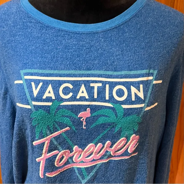 Dream‎ Scene by Wildfox Vacation Forever Relaxed Fit Sweatshirt Blue Size XL - Image 8