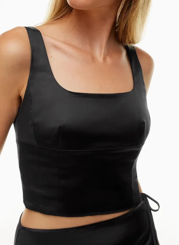 Aritzia Wilfred Shine Satin Bustier in Black - Image 3