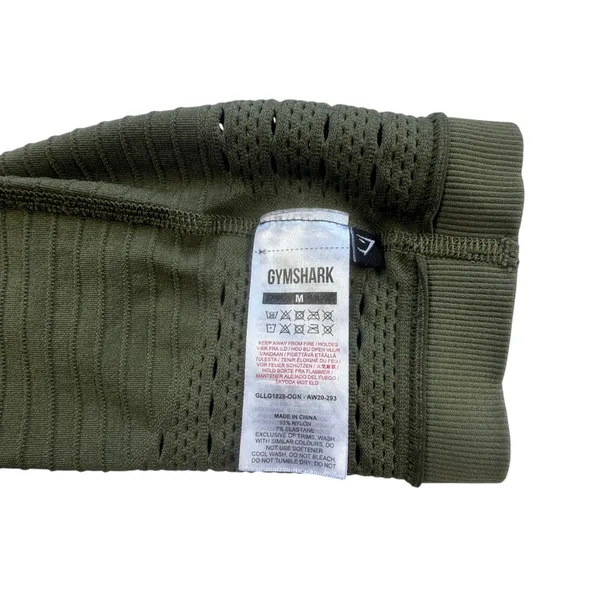 Gymshark Energy Seamless Leggings Olive Green Womens Medium High Waist Eyelet - Image 3