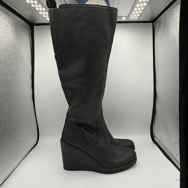 Zodiac Womens IGGY Faux Leather Knee-High Tall Wedge Boots‎ Shoes Sz 7.5 - Image 4