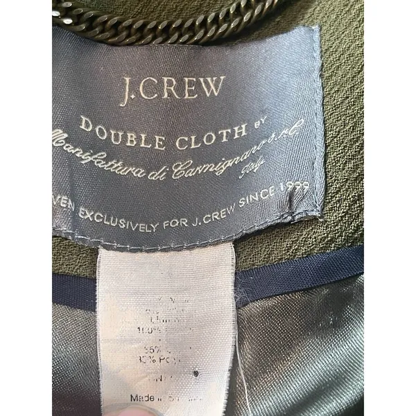 J.Crew Double Cloth Olive Green Wool Blend Coat Jacket Button Front M READ - Image 8