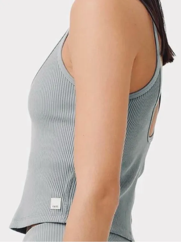 Vuori NWT Rib Crop Tank Top Back Strappy Top Light Cloud Blue Size L - Image 4