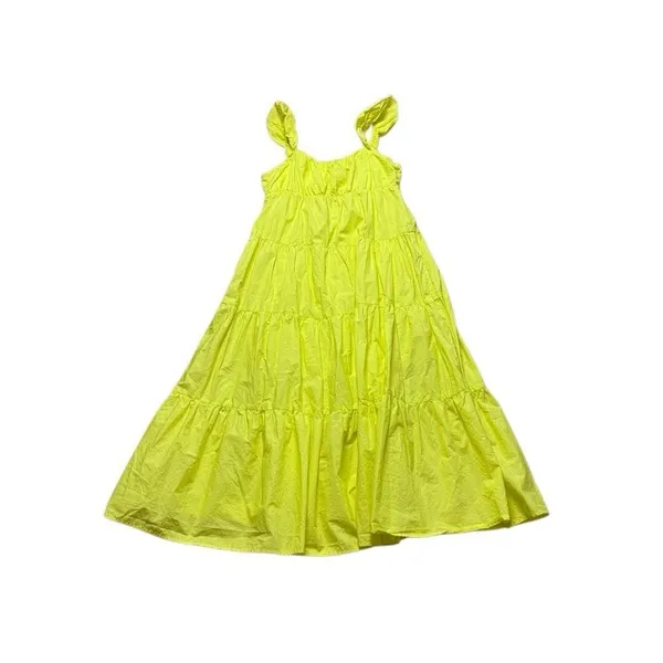 Skies are Blue Lime Yellow Tiered Maxi Dress Large - Image 9