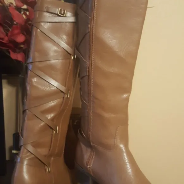Jasmine Tall Tan Riding Boots Size 8 - Image 7
