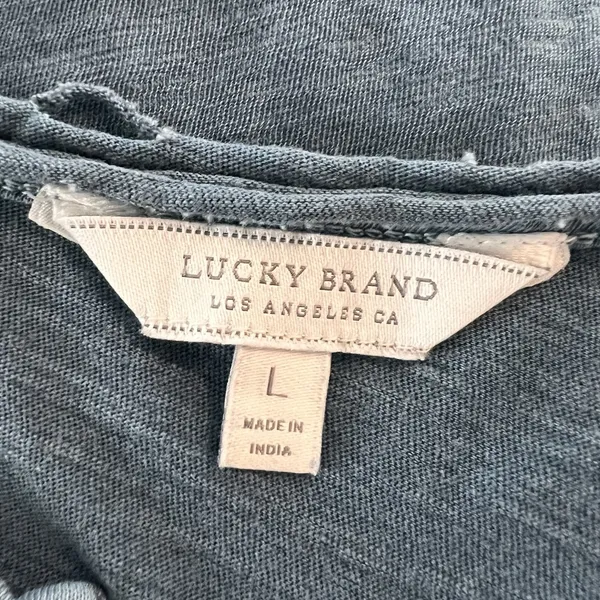 Lucky Brand Peasant Tank Top Large Embroidered Teal - Image 3