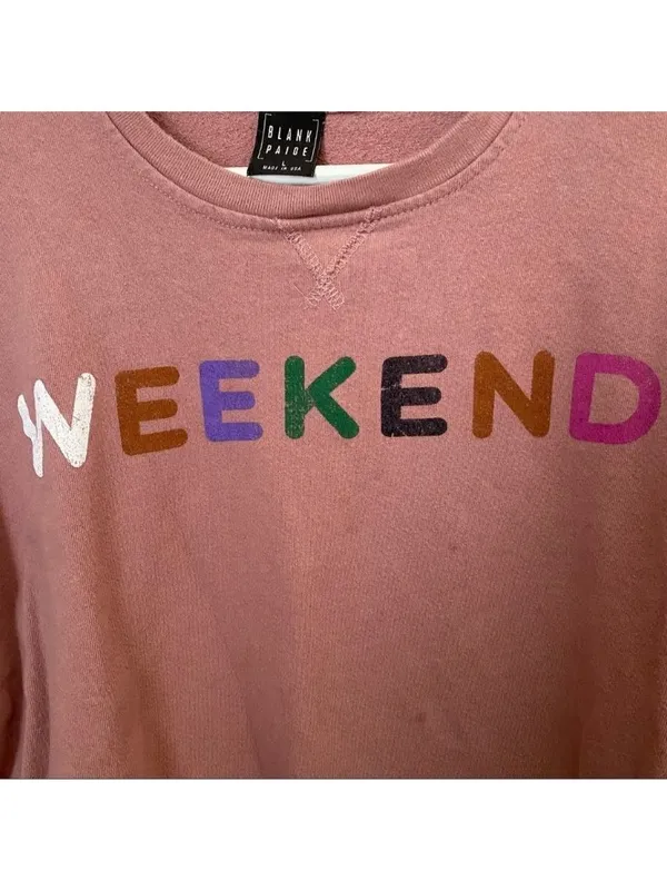 Blank Paige Sweatshirt Crewneck Weekend Graphic Pink Casual Athleisure Trendy - Image 2