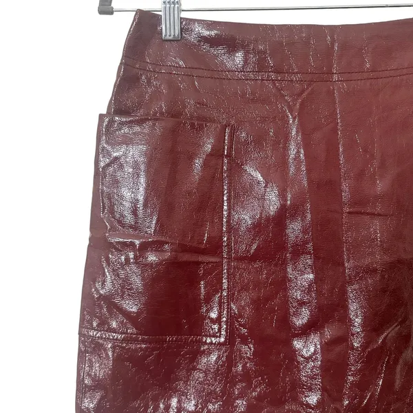 ANTHROPOLOGIE Maeve Faux Patent Leather‎ Mini Skirt Sz 2 - Image 4