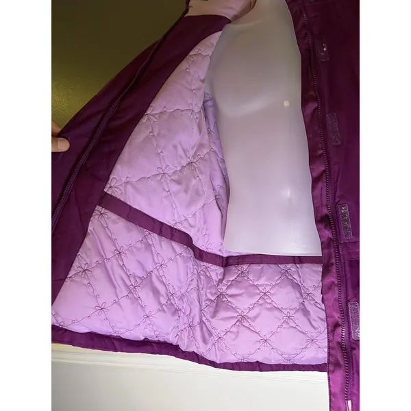 L.L.Bean Goosedown Coat Womens Large Purple Hooded Gore-Tex Down Parka Faux Fur - Image 12