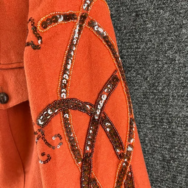 Spiegel Rust Orange Embellished Sleeve Blazer Jacket Womens Size 8 - Image 4