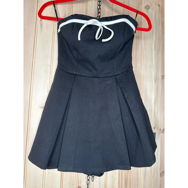 NWT Lulus Bexley Black Strapless Skort Romper Party LBD Chic Night Out Preppy S - Image 2