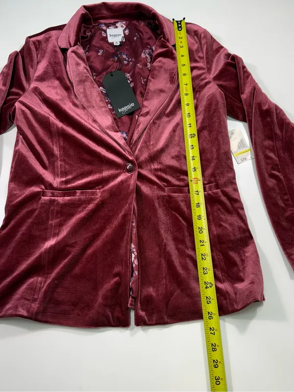 Kensie Wine Velvet Single-Button Blazer Size Medium NWT - Image 3