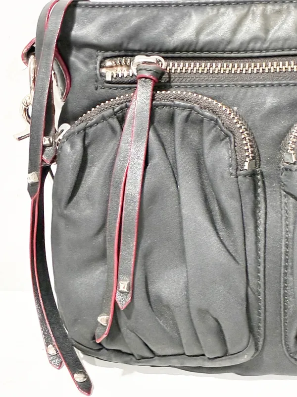 MZ Wallace Jane Mini Tote Bag Black Nylon Leather Trim - Image 2