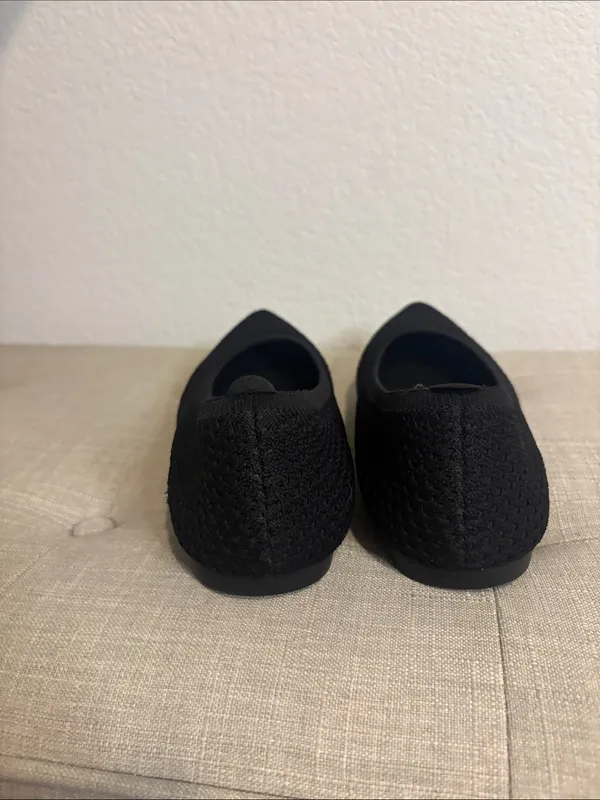 Vivaia 41 Black Knit Pointed Ballet Flats - Image 4