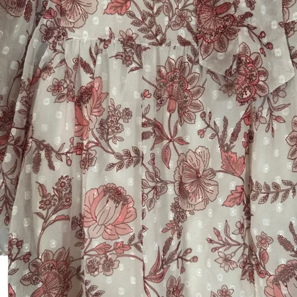 Eliza J Cream & Mauve Pink Short Sleeve Retro Mock Neck Dress Women Sz 6 - Image 12