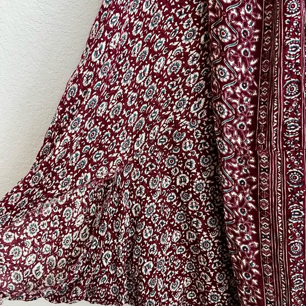 American Eagle Outfitters Burgundy and White Patterned Kimono - Image 2